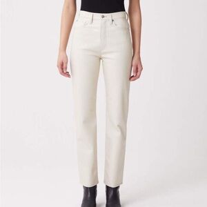 Agolde Recycled Leather 90's Pinch Waist Jeans Pants Light Beige Powder Sz 26